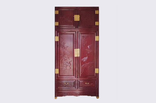 霸州高端中式家居装修深红色纯实木衣柜